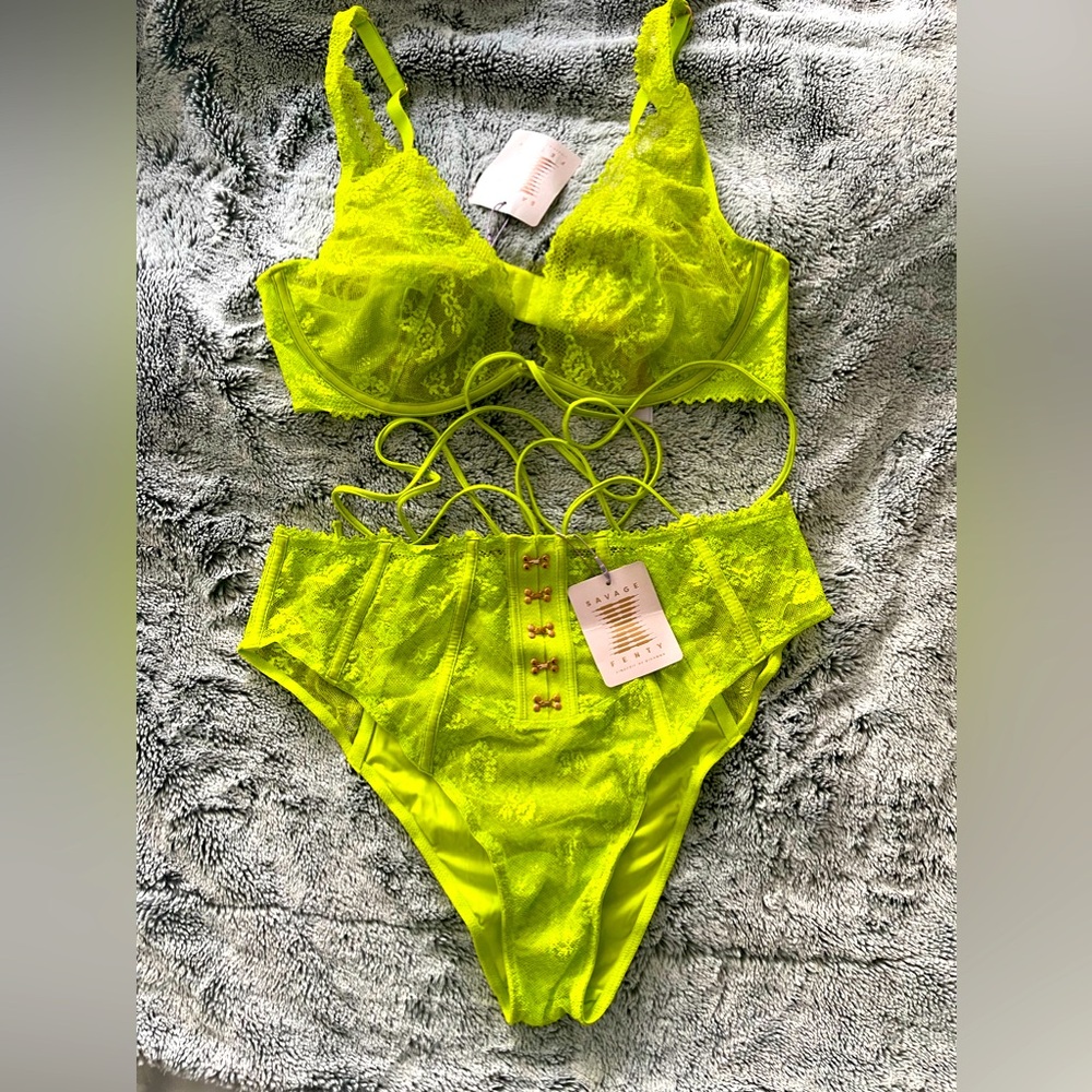 Savage X Fenty Neon Bra and Panty Set